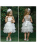 Ivory Lace Tulle Tiered Tutu Flower Girl Dress With Rhinestone Sash